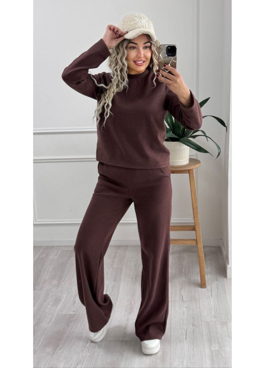 Теплий жiночий костюм кавового кольору 35462 Fashion (365254512)