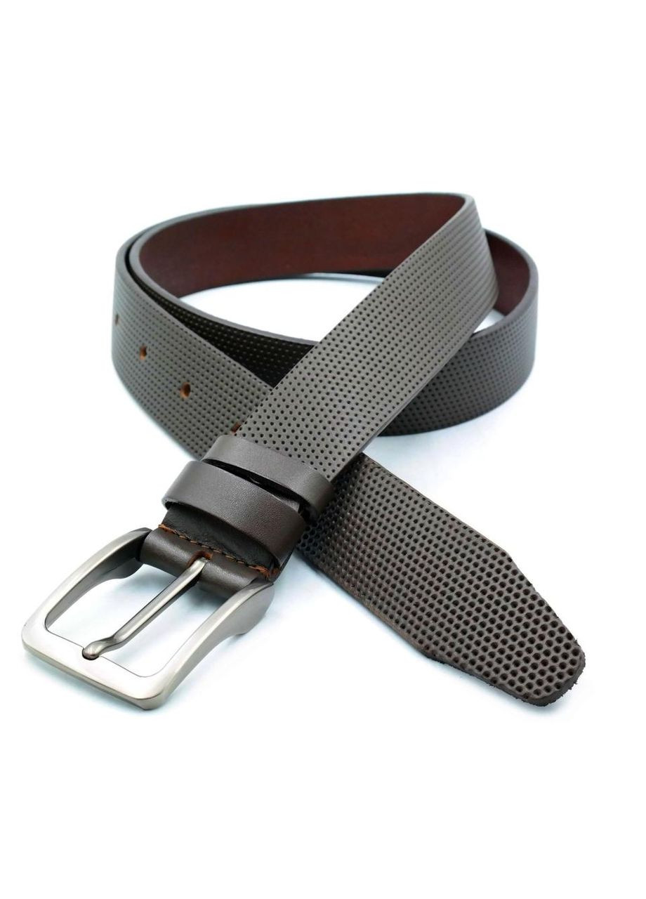 Кожаный мужской ремень 3,3х105-120 см Темно-коричневый Weatro (302519618)