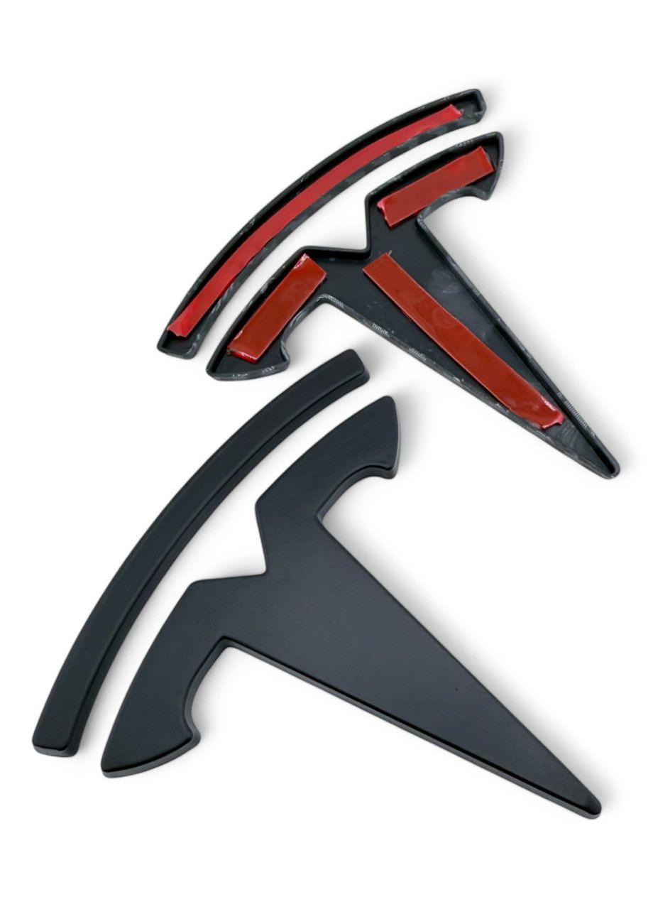 Накладки на оригинальные эмблемы на капот. Тесла Model Y, Model 3 черный мат Tesla (354698647)