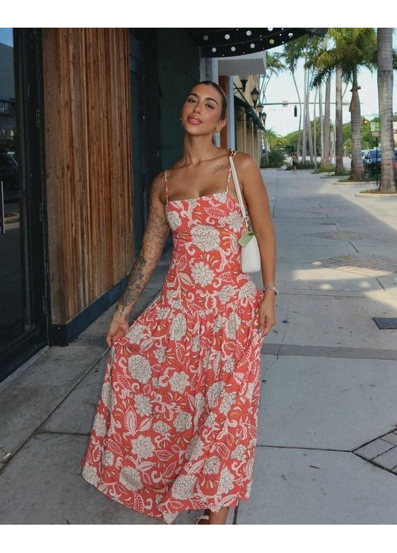 Розовое платье zw collection с принтом и бретелями Zara