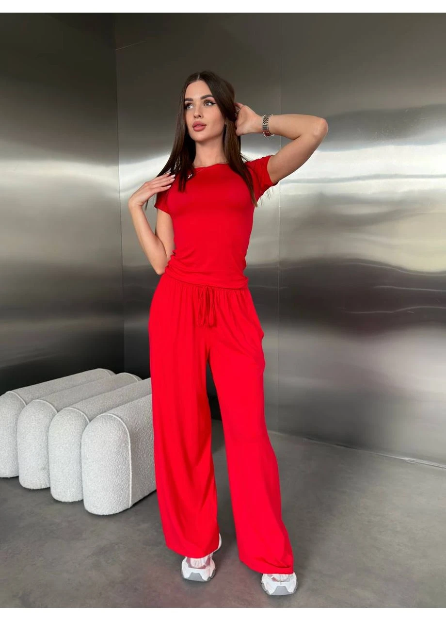 Костюм женский легкий штаны палаццо+футболка Fashion (390300925)