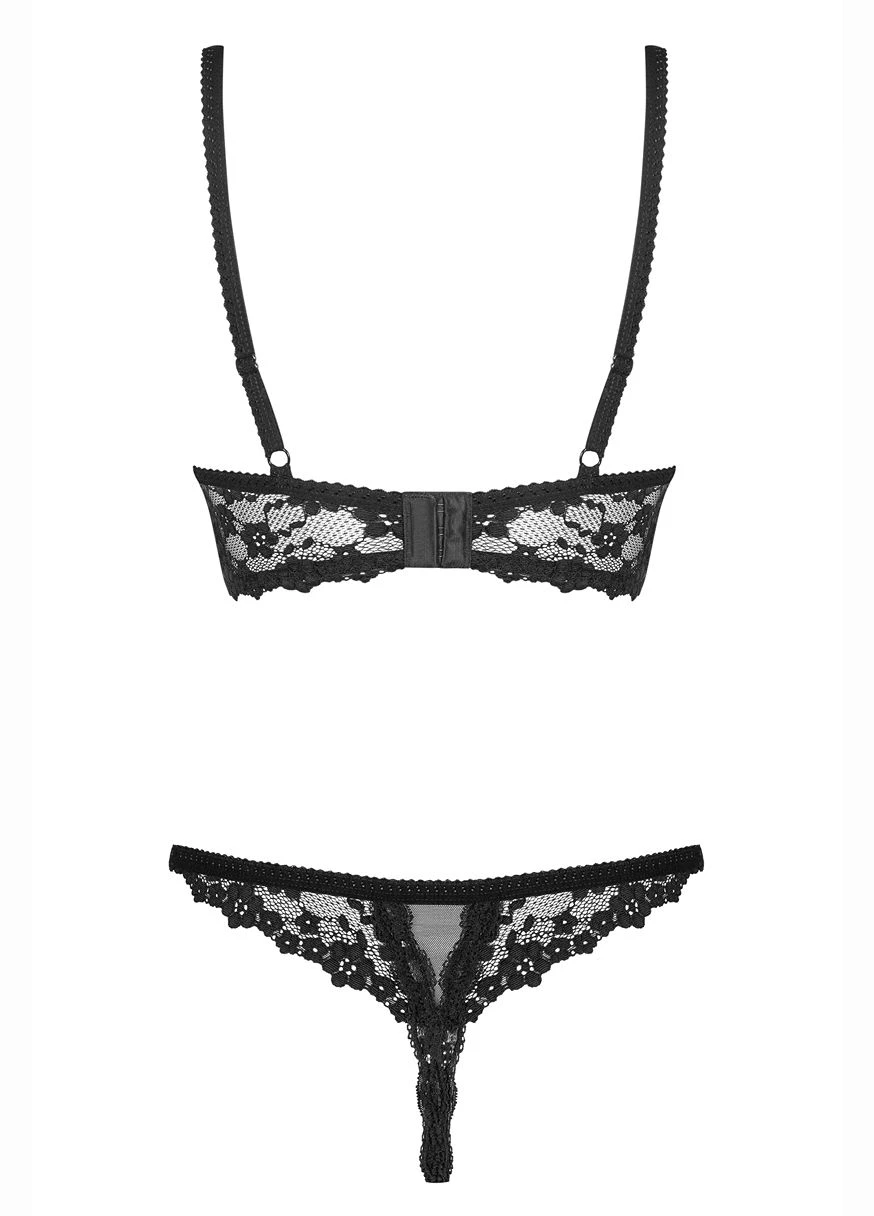 Чорний комплект letica set otwarte s/m Obsessive