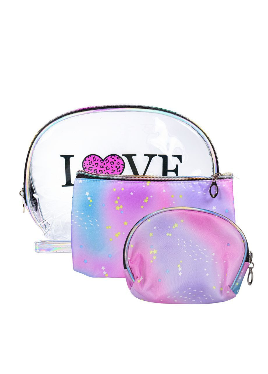 Набір косметичок для зберігання аксесуарів і косметики з 3 штук Love, Фіолетовий No Brand (363554970)