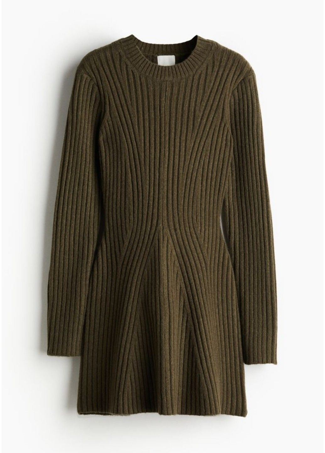 Темно-зелена повсякденний жіноче трикотажне плаття в рубчик н&м (57964) s темно-зелене H&M