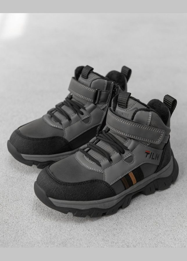 Графітові осінні дитячі черевики grey/black No Brand