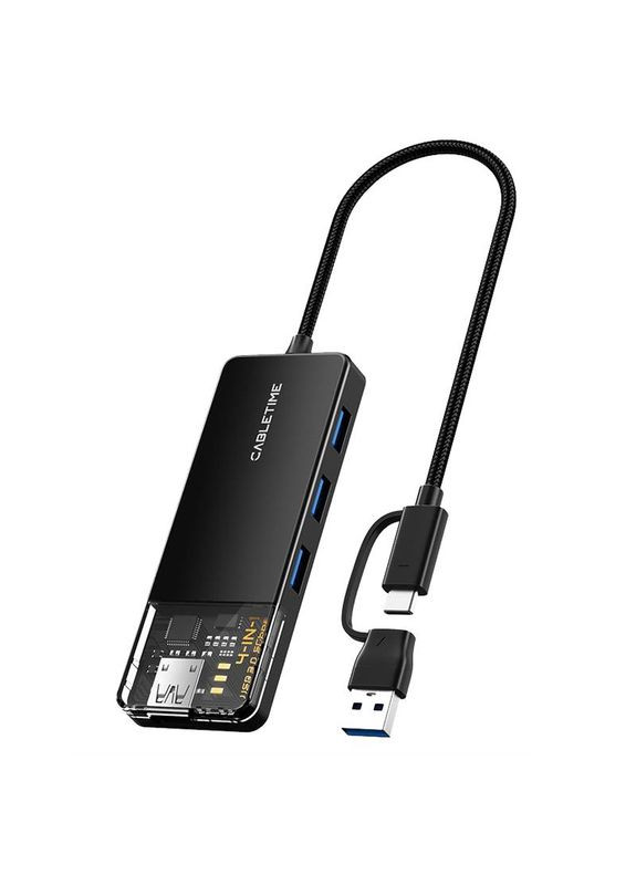 Концентратор USB C/A – 4 Port USB 3.0, 5Gbps, 0.15 m (CB05B) CABLETIME (370619732)