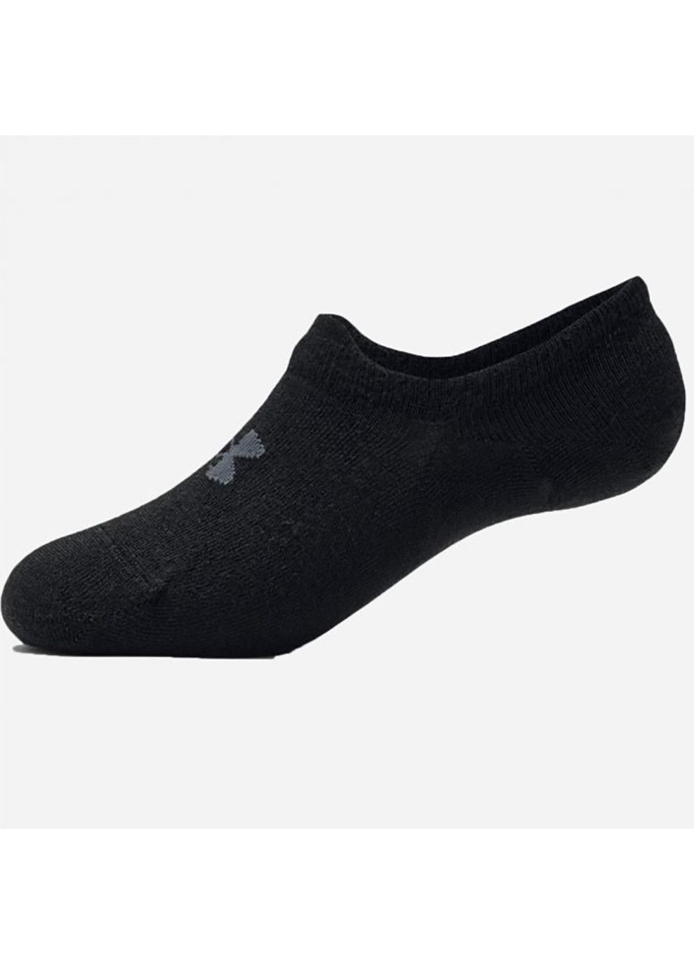 Чёрные носки ua essential ultralowtab 3pk черный 3 пары Under Armour однотонные (333957982)