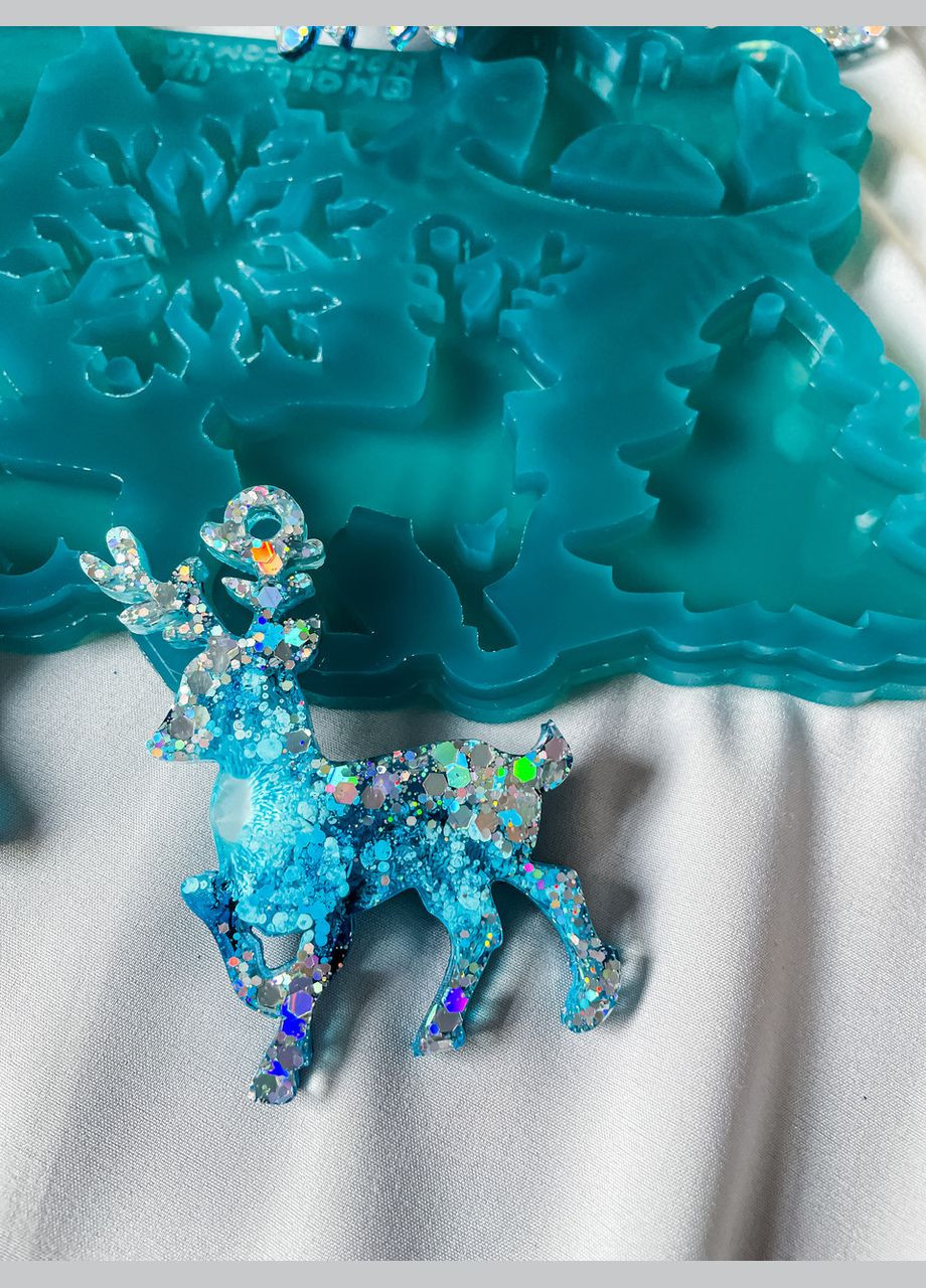 Новорічний набір №2 молд для 6 мініатюрних іграшок з епоксидної смоли на ялинку силіконова форма для смоли No Brand (370566787)