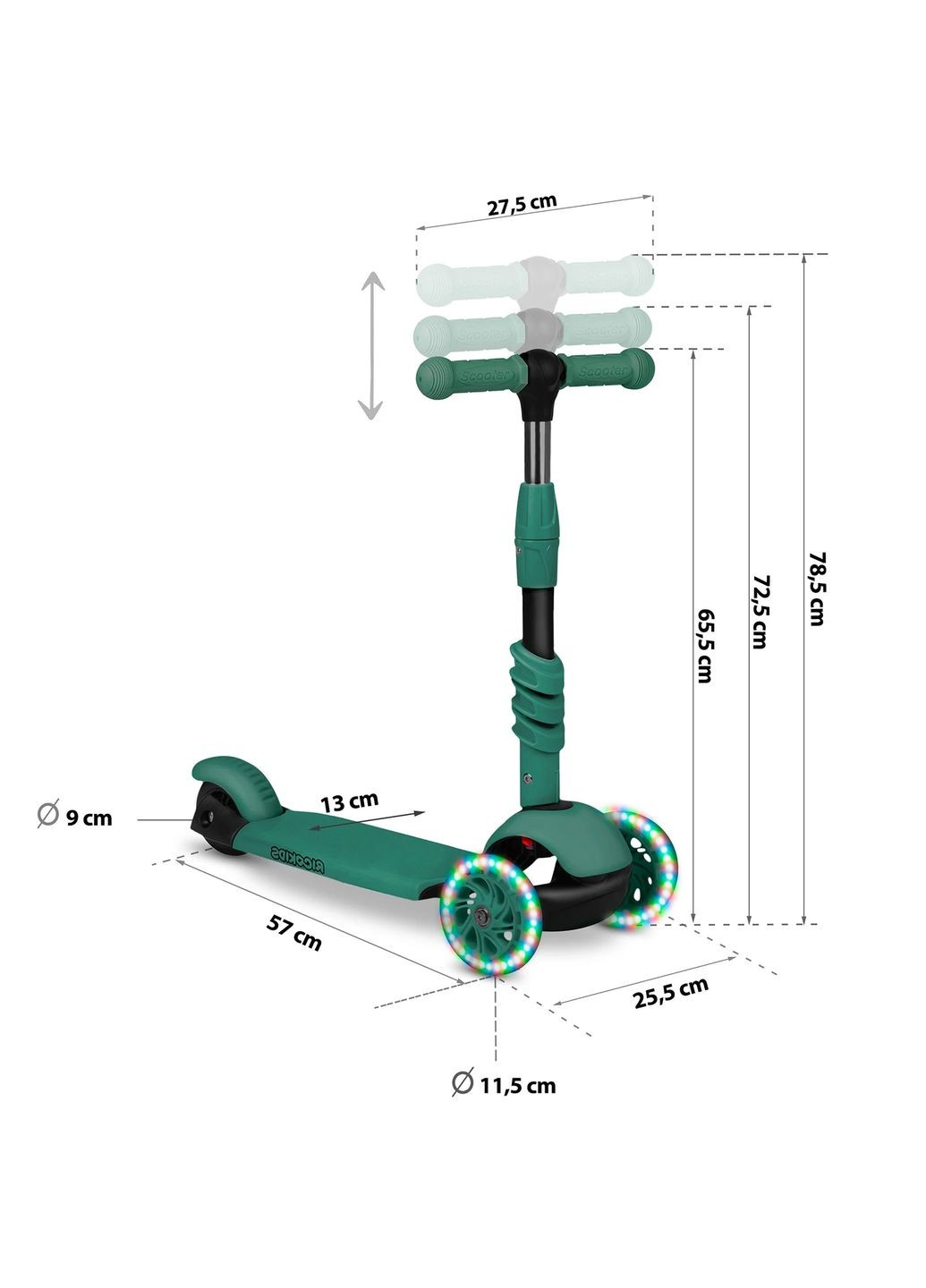 Самокат детский трехколесный Todi зеленый Ricokids (332202219)