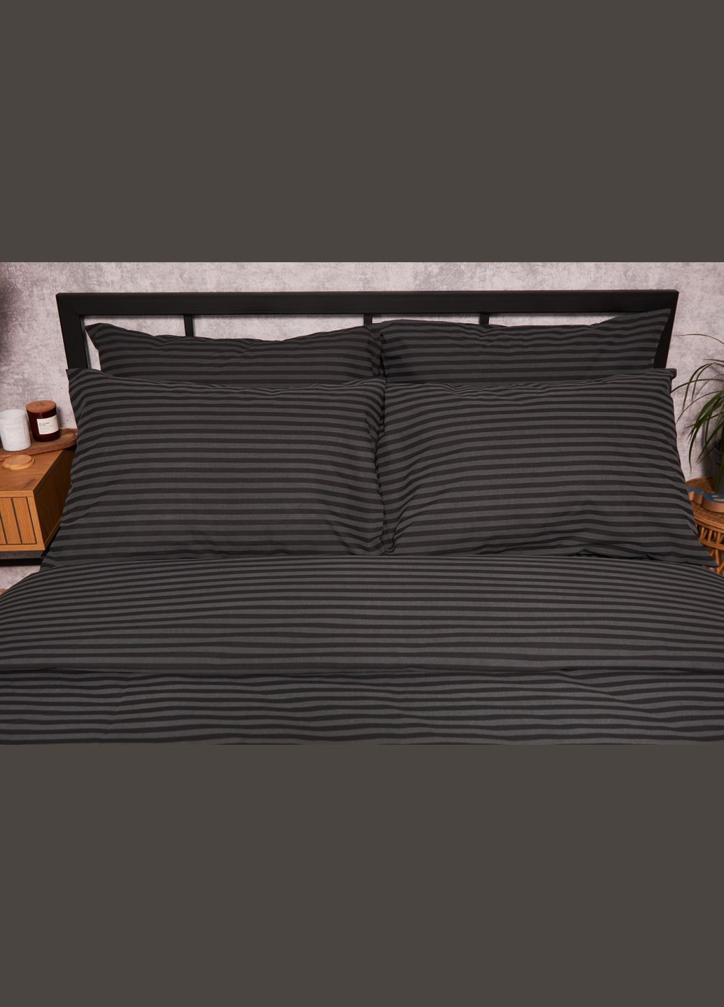 Комплект постельного белья полуторный 143х210 наволочки 4х50х70 Бязь Gold Люкс (MS-820001096) Moon&Star Gray Stripe (285717493)