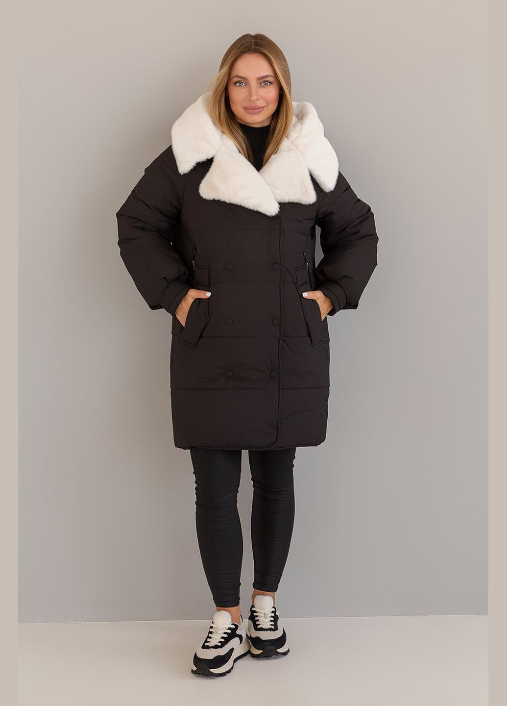 Чорна зимня зимняя куртка фрея (01212-black56) MioRichi