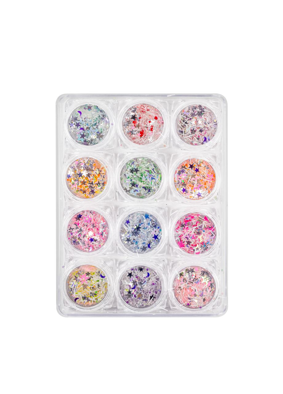 Набор для декора ногтей мерцающие блестки 12 цветов в упаковке (GC30) No Brand (302728241)