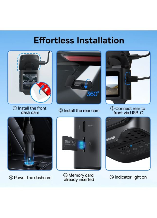 Відеореєстратор PrimeTrip VD1 Dash Cam 3K+1080p Cosmic C01159003K +кабель +камера Baseus (356505546)