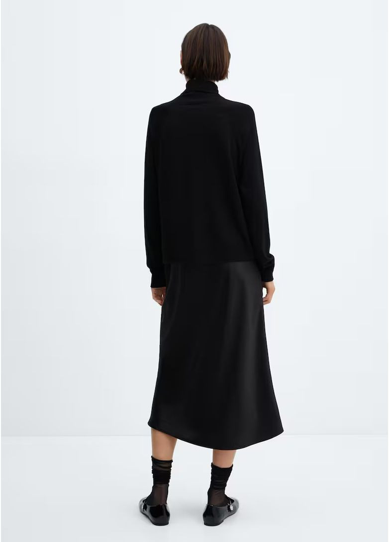 Черная базовая водолазка гольф трикотажный свитер по фигуре с содержанием кашемира Mango (362064317)