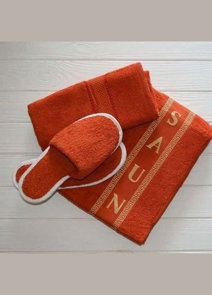 Лазневий набір для ванної з капцями 70х150 Червоний (П4К-am-mahra-m-001-2) No Brand червоний