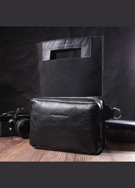 Сумка мужская через плечо кожаная бананка на пояс Черный 2857-85983 Grande Pelle (322326587)