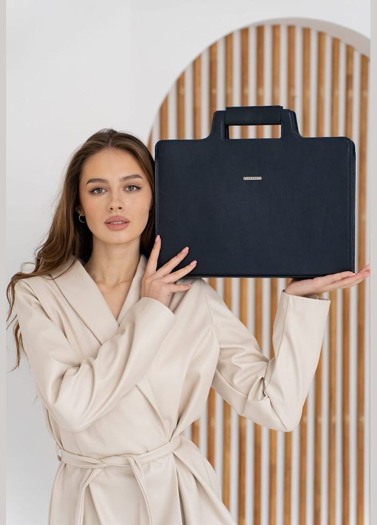 Кожаная сумка для ноутбука и документов темно-синяя Краст (A-026701) BlankNote (327874058)