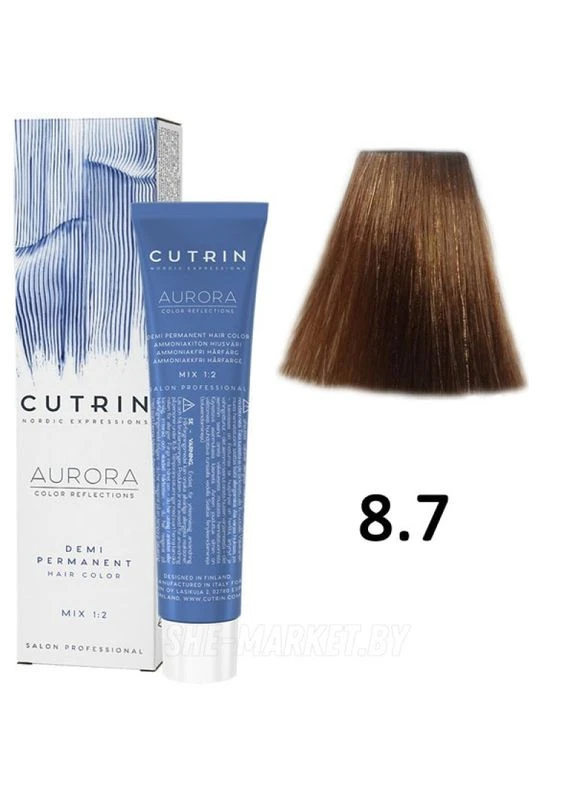 Безаммиачная краска 8.7 Молочный Кофе Aurora Demi Permanent Hair Color, 60 мл Cutrin (396362166)