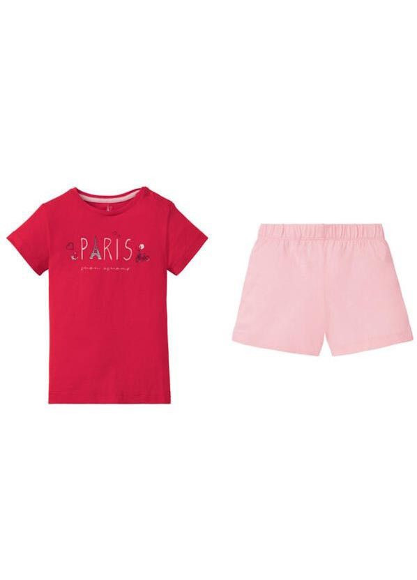 Красная всесезон пижама летняя для девочки футболка + шорты Lupilu