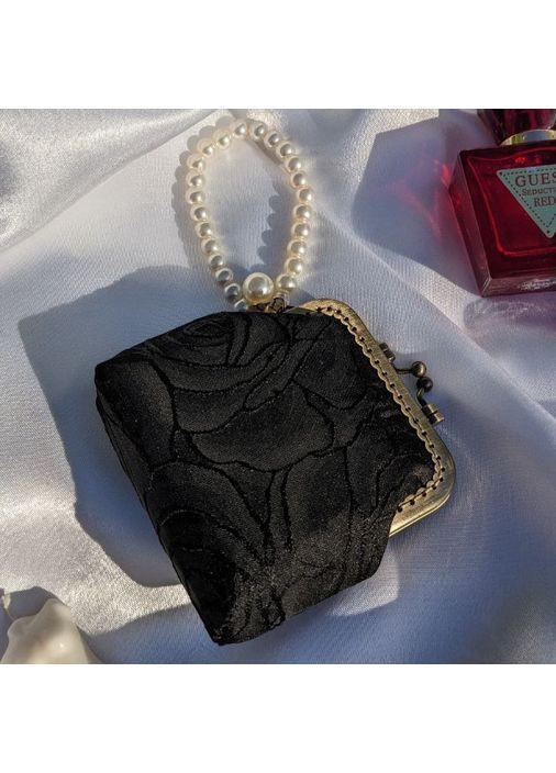 Елегантна маленька сумочка гаманець ридикуль із перлами чорного кольору No Brand (363262598)