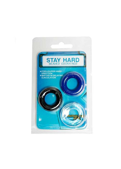 Набір рекційних кілець (3 шт.) трьох кольорів: прозорий, чорний, синій який продовжує статевий акт. China (360604483)