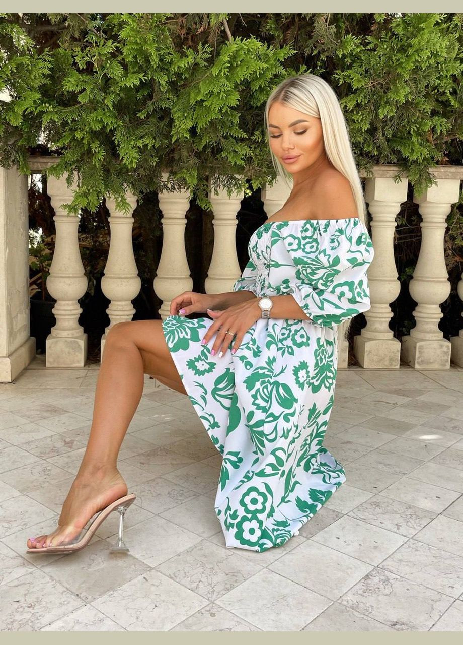 Зелена повсякденний жіноча яскрава принтована сукня максі Avanti з квітковим принтом