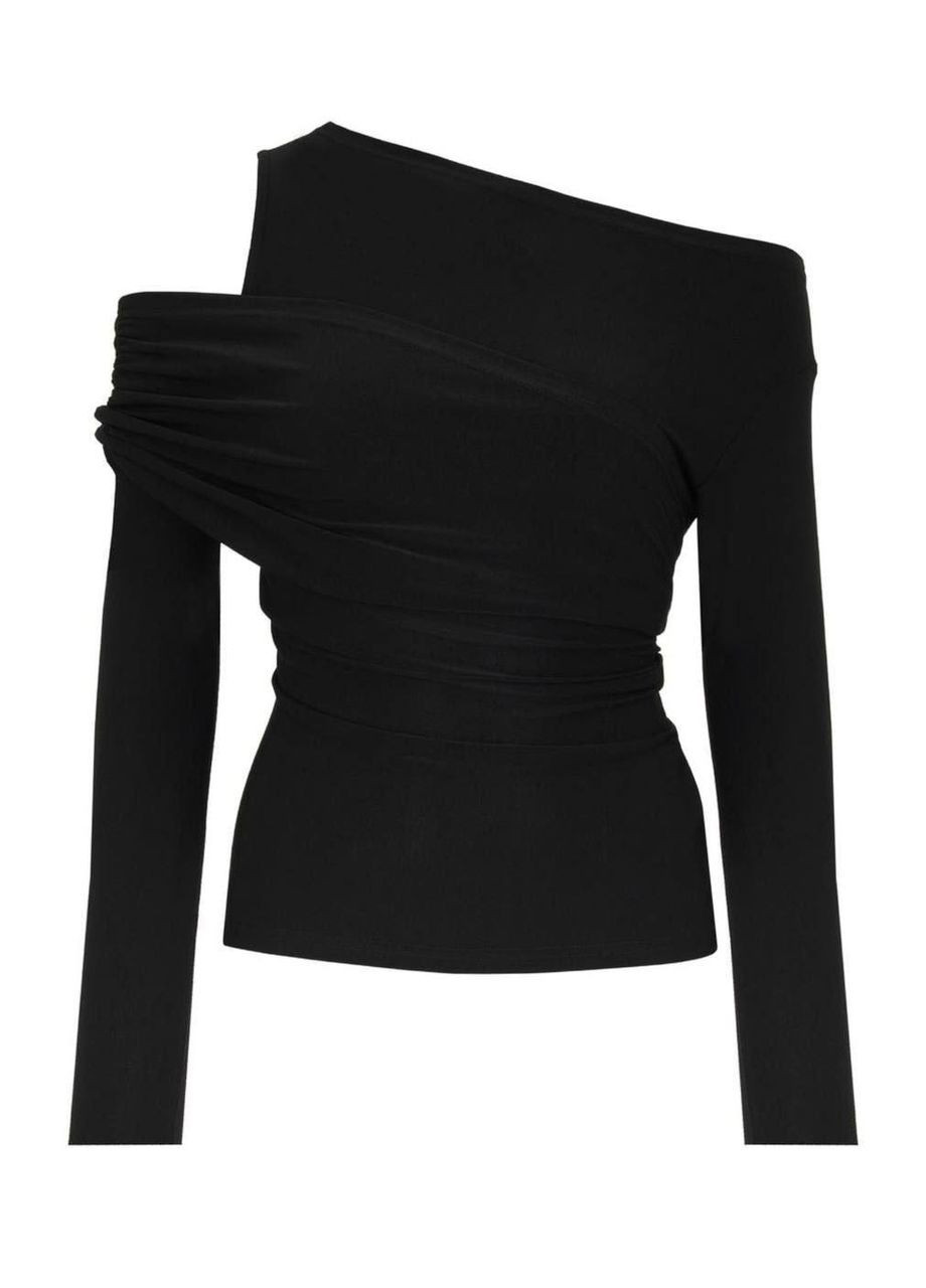 Женский элегантный обтягивающий топ 2 в 1 блуза на выход лонгслив кофта с драпировкой No Brand (317886522)