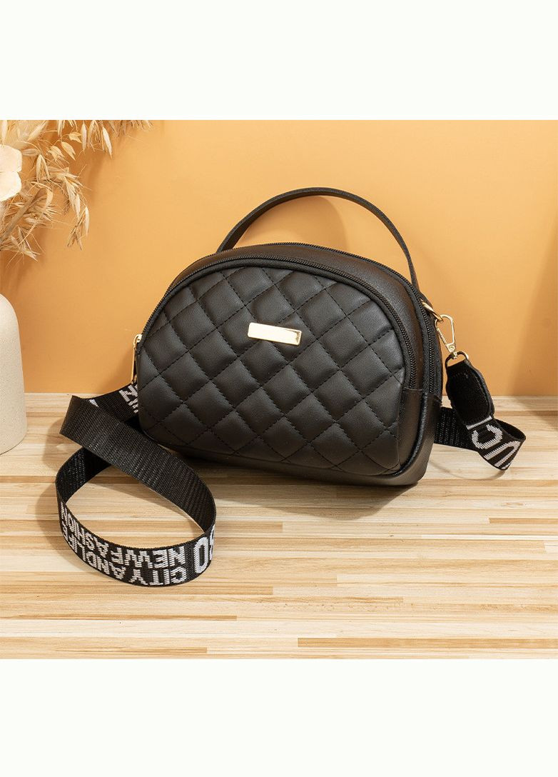 Чорна сумка прошита через плече з тканинним ремінцем КиП (270016489)