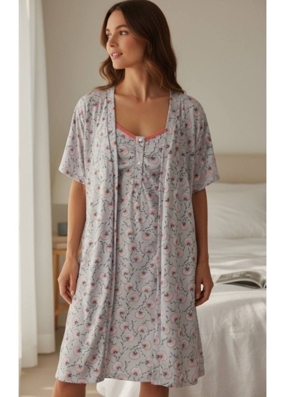 Комплект (нічна сорочка, халат), колір Сірий Fashion (370032787)