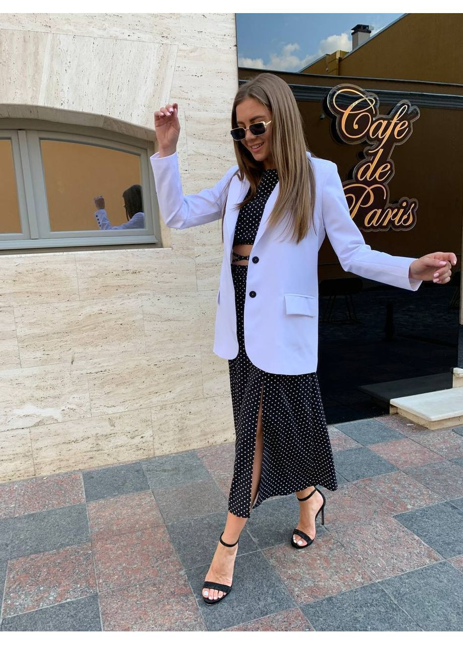 Белый женский пиджак 731 костюм + подкладка Україна - всесезон