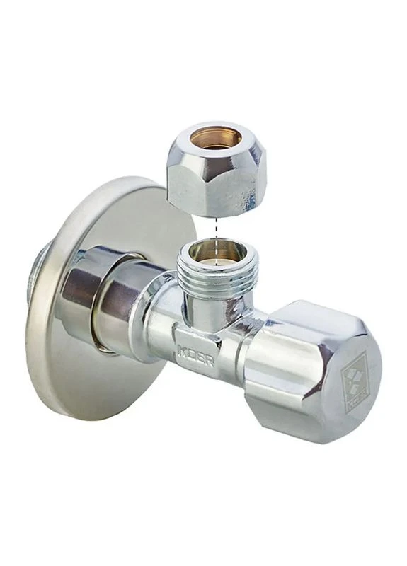 Кран вентильний 1/2"x3/8" з накидною гайкою, кутовий, з нержавіючої сталі (KR.510) (KR0147) KOER (399028083)