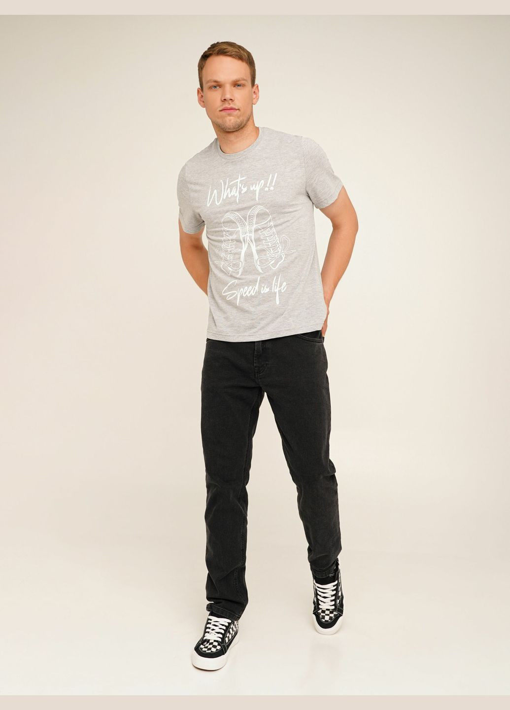 Серая футболка с принтом мужская p-mb02308 серый shop (2000990527424) LAWA