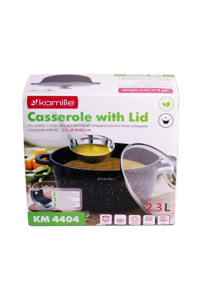 Кастрюля с крышкой 2.3 л из литого алюминия с антипригарным покрытием и для индукции и газа KM-4404 Kamille (371898240)