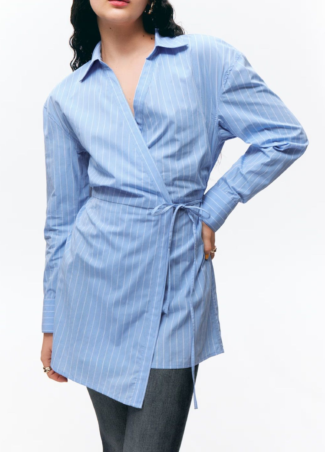 Голубое платье H&M в полоску