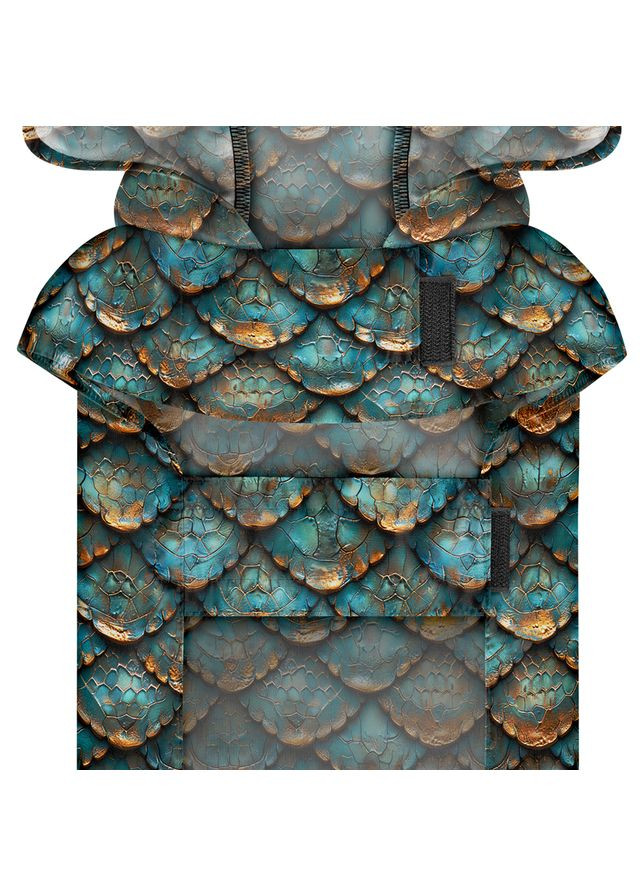 Дождевик-накидка с капюшоном для собак Clothes, рисунок "Луска",, А 55-61 см, B 68-80 см, С 42-52 см WAUDOG (365874292)