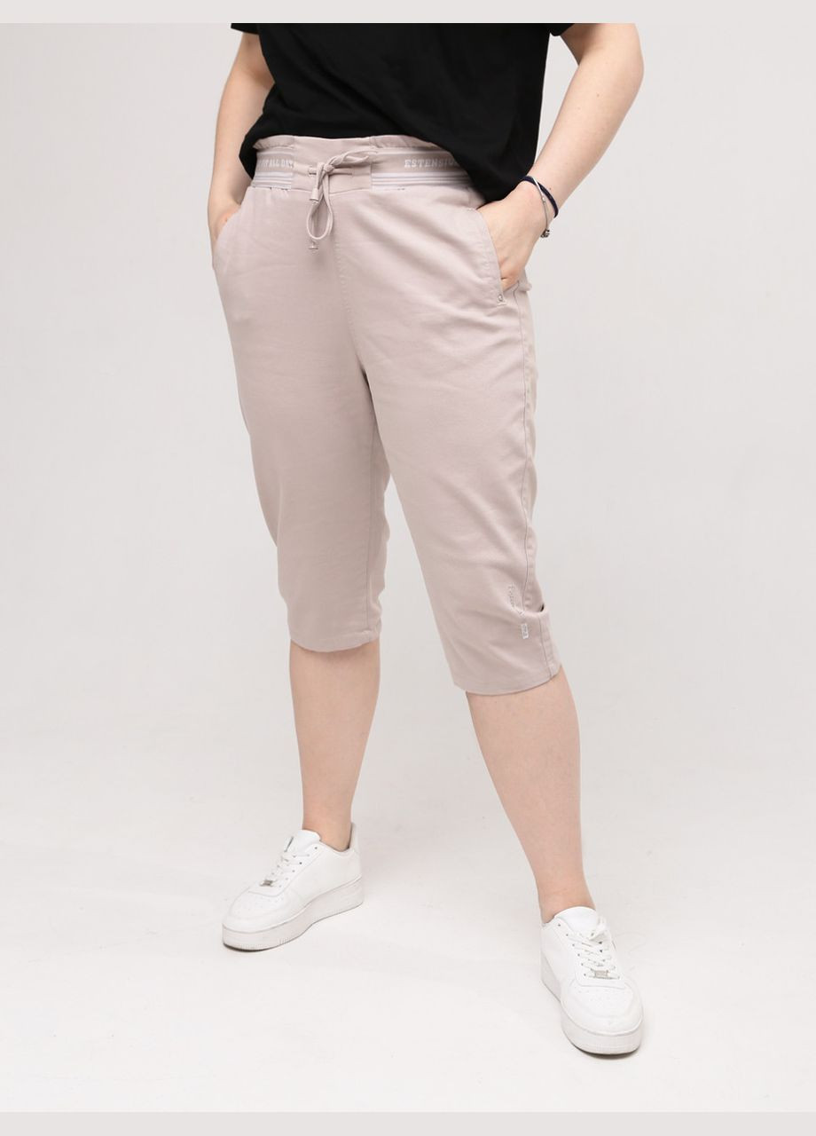 Женские шорты светло-бежевые со стрейчем большой размер. Estensivo Пряма (294755955)