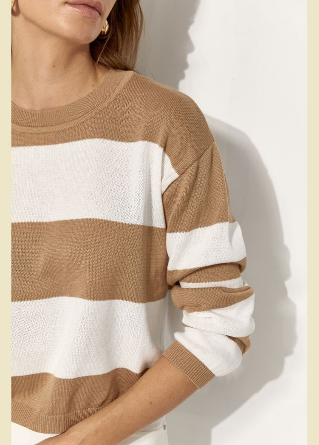 Бежевий демісезонний базовий джемпер у смужку з бавовни та віскози (2553) Triko Bakh