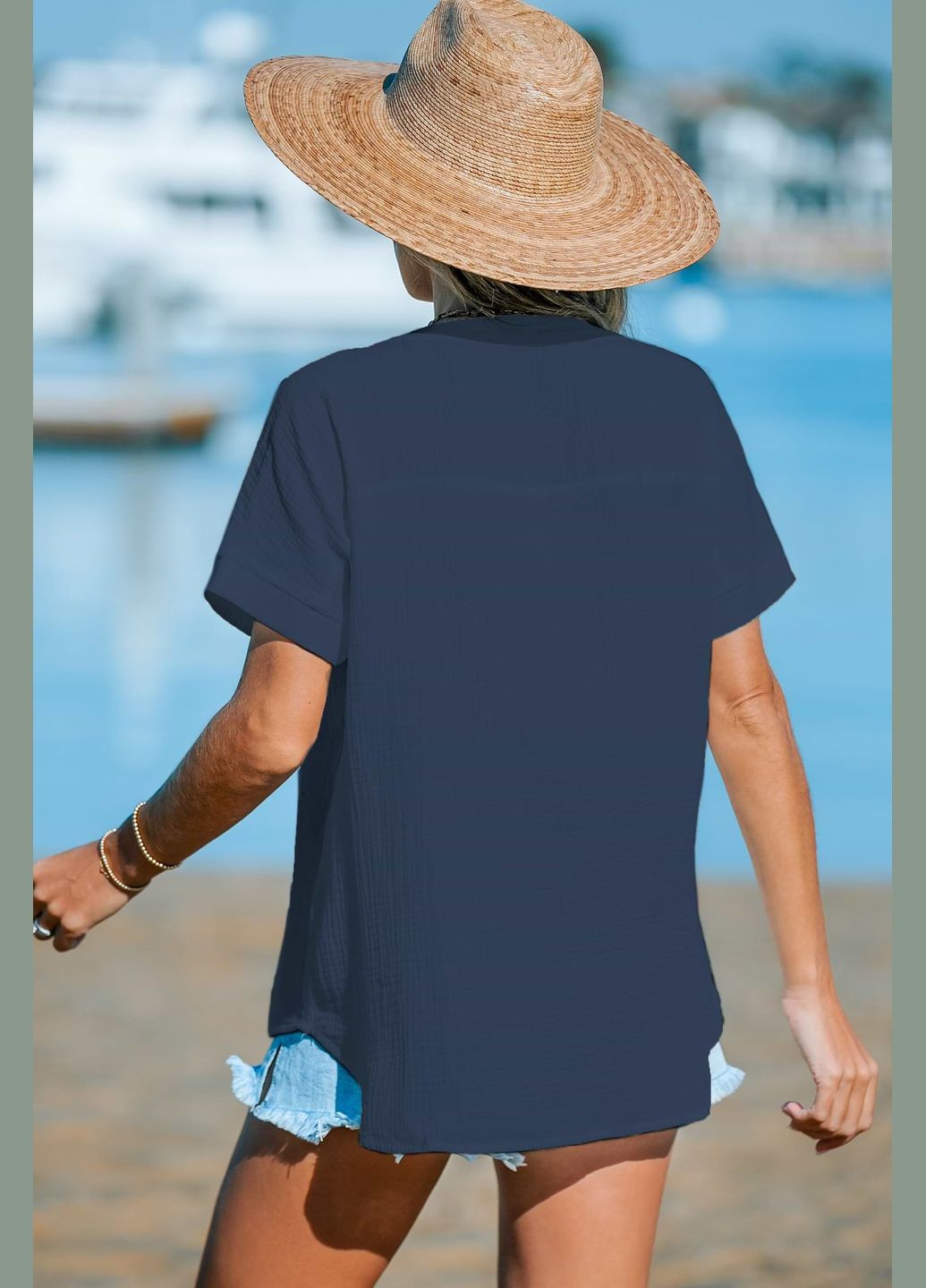 Тёмно-синяя блуза CUPSHE