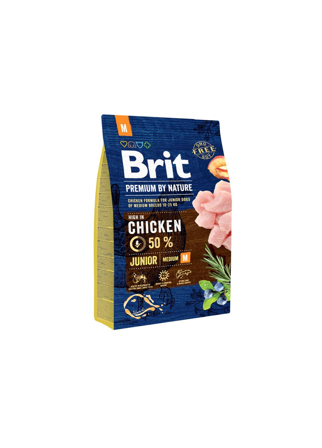 Сухий корм для цуценят і молодих собак середніх порід Junior M зі смаком курки 3 кг Brit Premium (279568651)