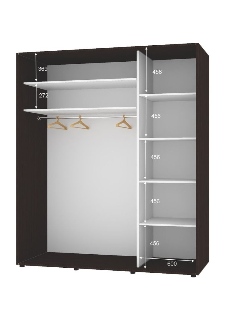 Шафа-купе дводверна 200*60*240 см Венге 2 двері ДСП Стандарт Комфорт Меблі (360477641)