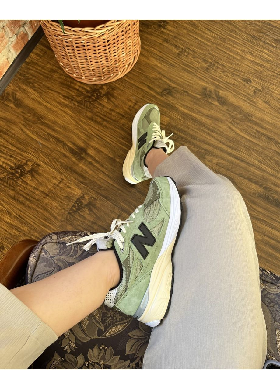 КРОССОВКИ ЖЕНСКИЕ NEW BALANCE 990 BLACK / GREEN НЬЮ БЕЛАНС 990 No Brand серые демисезоны (367171134)