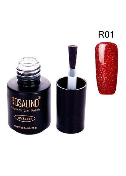 Гель-лак для ногтей маникюра 7мл Rosalind, шиммер, R01 красный, 102076 No Brand (371896951)