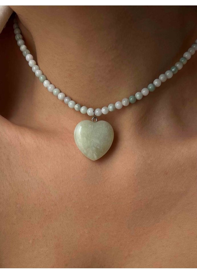 Чокер из нефрита с подвеской каменное сердце 5210 LeBijou (368559325)