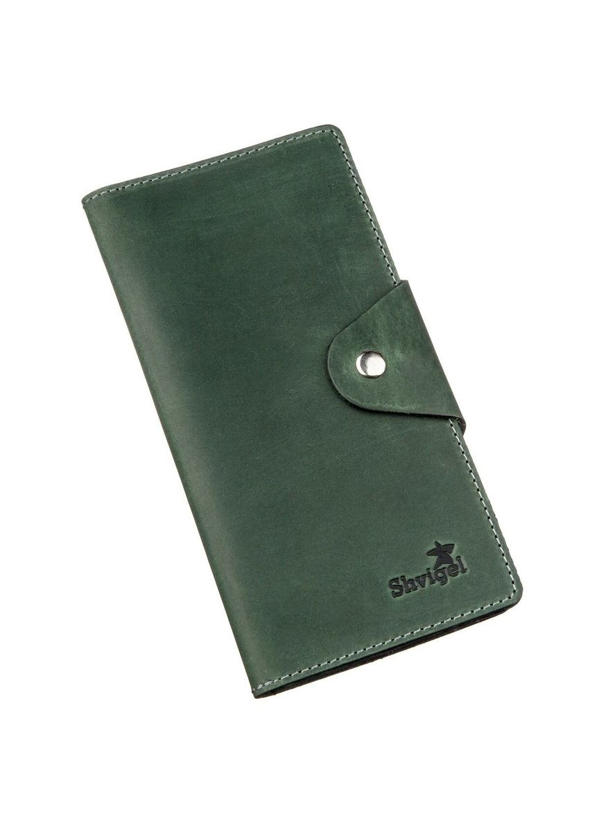Унисекс бумажник из винтажной кожи с двумя кнопками, зеленый (sku_16168) No Brand (327819587)