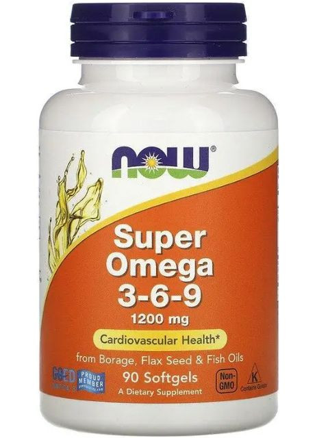 Супер омега 3-6-9 Super Omega 3-6-9 1200 мг 90 капс Now Foods (357343136)