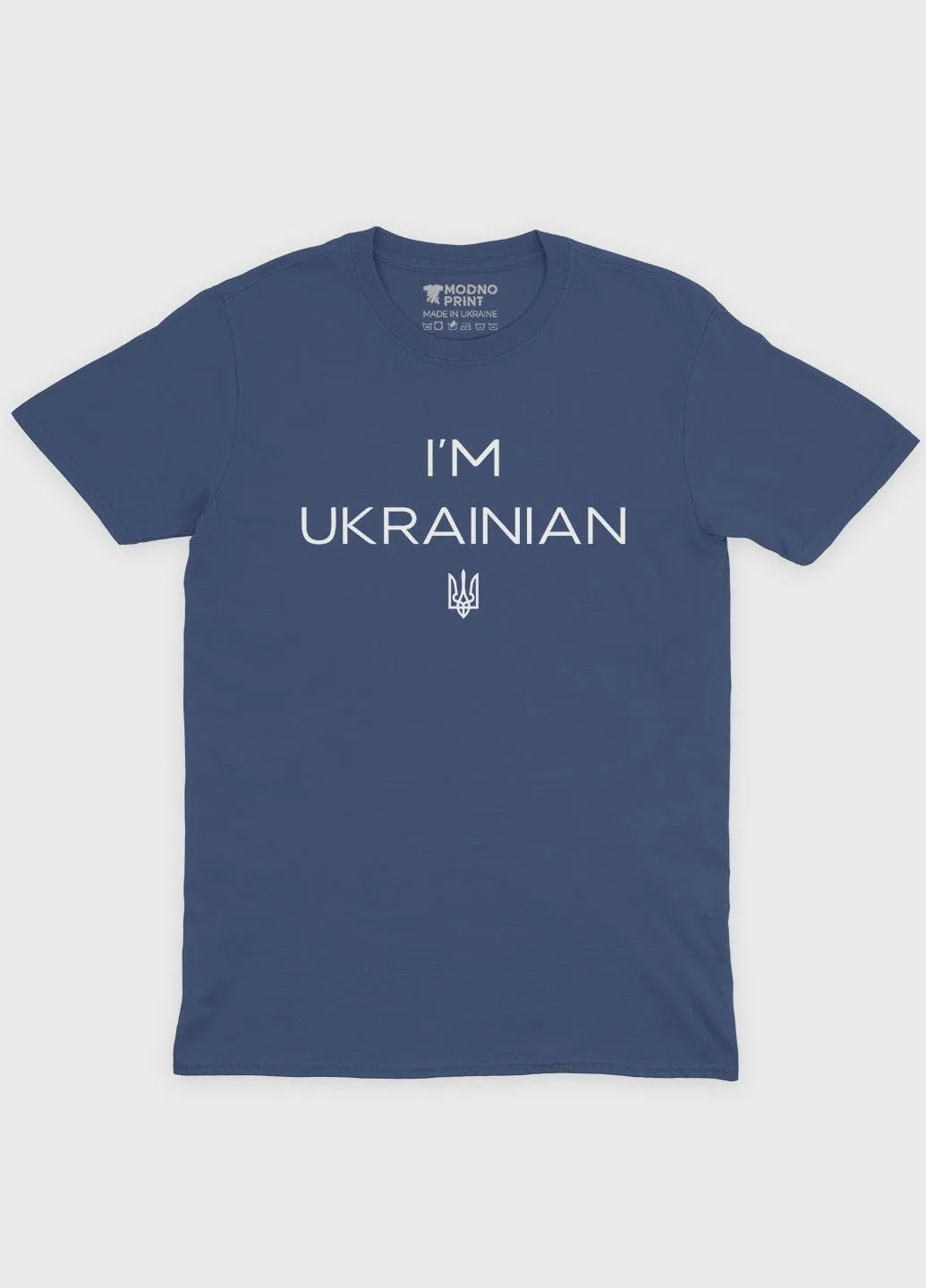 Темно-синяя женская футболка с патриотическим принтом i`m ukrainian (ts001-1-nav-005-1-017-f) Modno