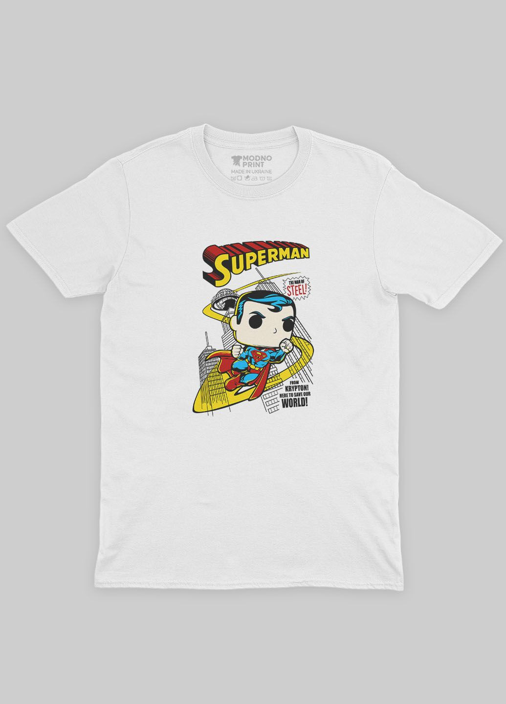Мужская футболка с принтом супергероя - Супермен (TS001-1-WHI-006-009-003-F) Modno - (292119050)