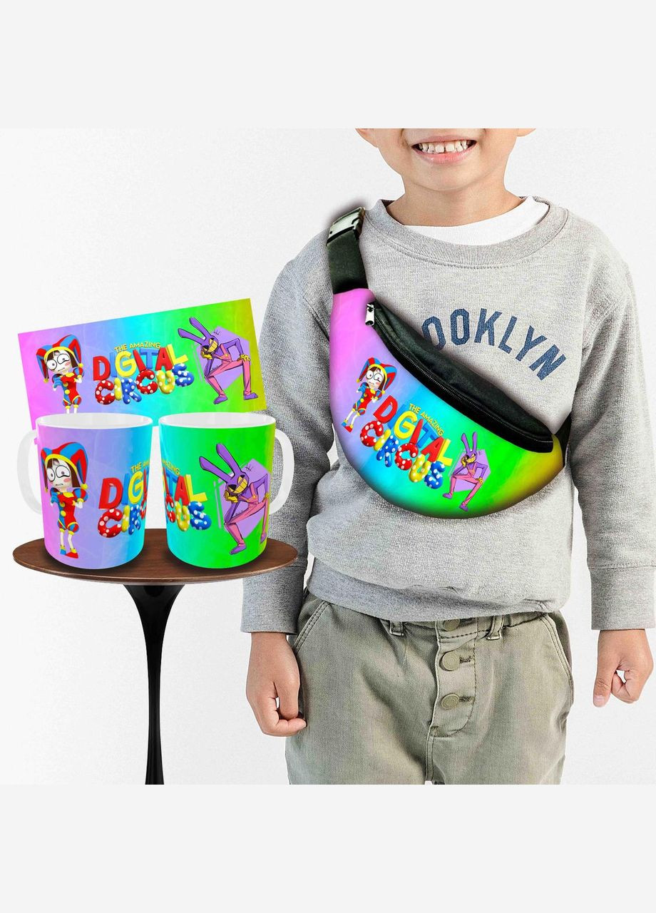 Набор: детская сумка-бананка+кружка Цифровой Цирк «Amazing Digital Circus» 32х15см, бананка для мальчика, девочки через плечо No Brand (319760235)