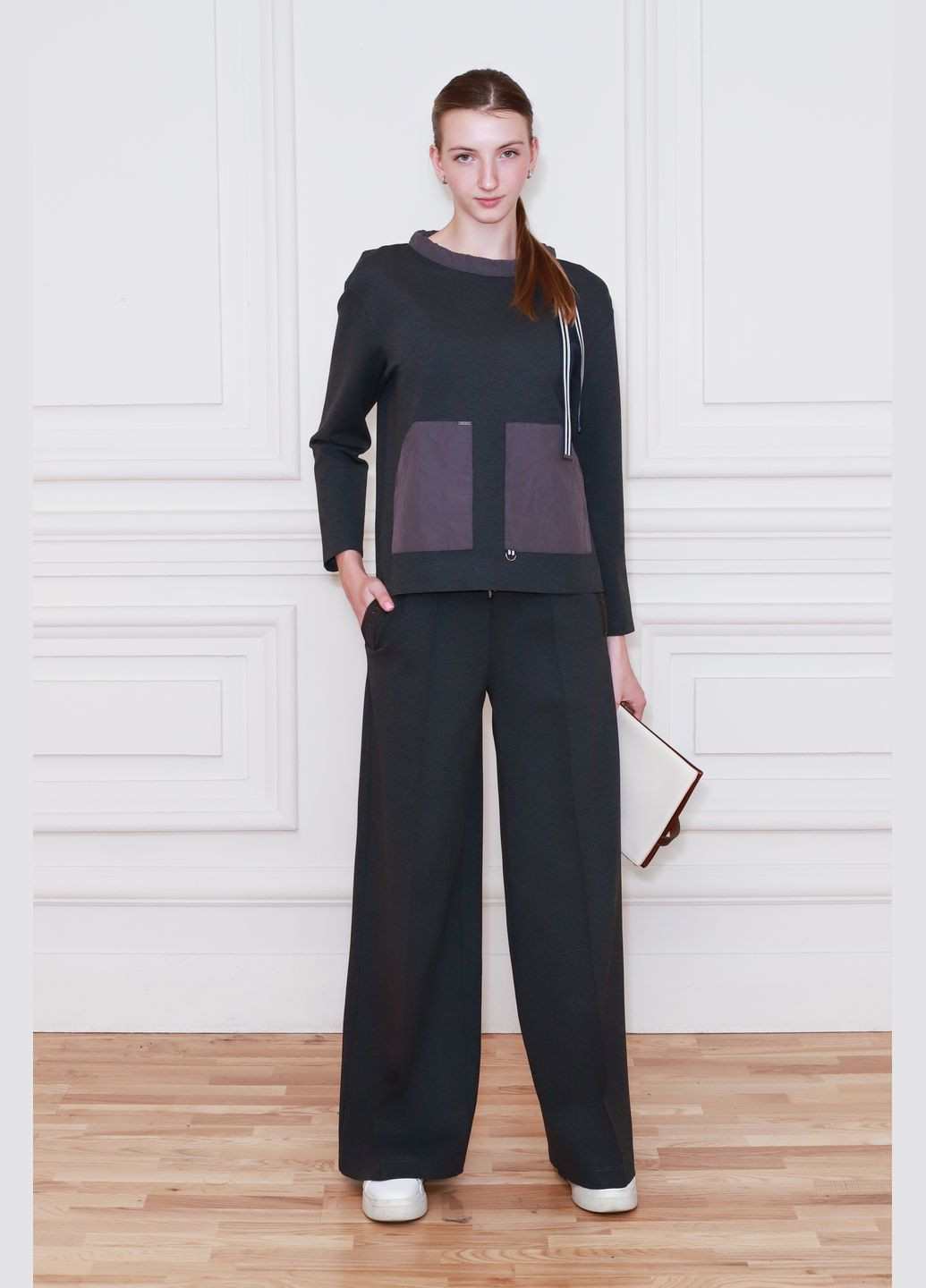 Спортивная кофта с карманами серого цвета Локвуд Dolcedonna (308240759)