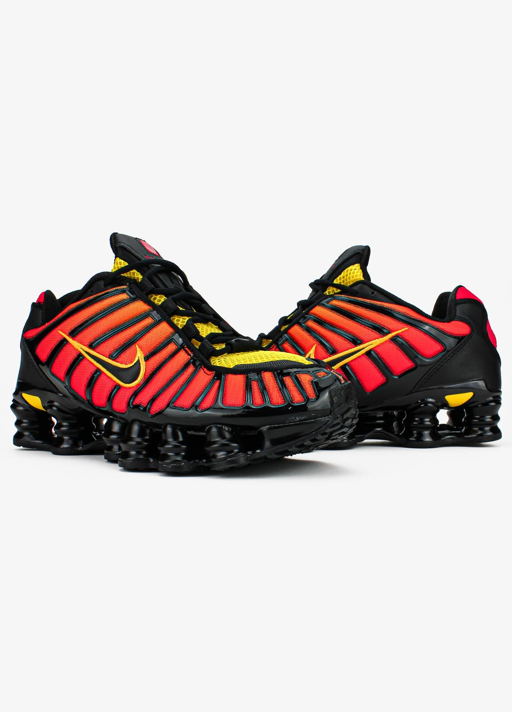 Оранжевые всесезонные кроссовки мужские и женские nike shox tl black orange tiger | найк шокс тл черные оранжевые No Brand